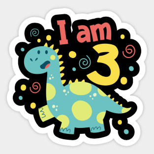 Dinosaur 3rd Birthday Kids Sticker